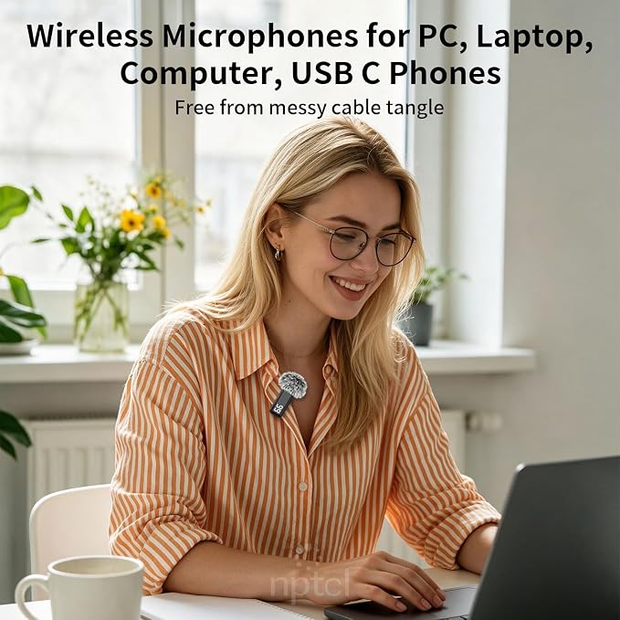 NPTCL Wireless Clip on Microphone for iPhone iPad Android, Type USB C Mics | Digital Battery Indicator Light, Noise Cancellation, 12 Hour Charging Case, 70Ft Recording for Youtube Tiktok Podcast, 1 Pack - Image 7