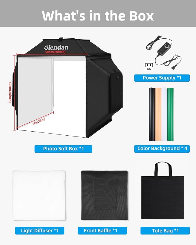 Portable Light Box Photography 20"x 20" Upgrade Dimmable Photo Soft Box | Large Studio for Jewelry & Small Products. 1222 CRI97 LEDs True Color, Dimmable. Sturdy Build, 4 Backdrops, 10s Fold Setup - Image 7