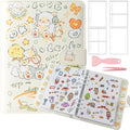 Reusable Sticker Book Collecting,A5 Binder Album Storage Organizer with Blank Release Paper and Pocket for Adult Kids,Cartoon Leather Binder Cover & Magnetic Buckle Closure(Beige) by BUYNOW