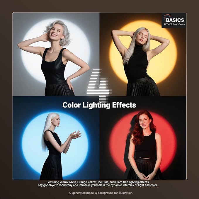 NEEWER Basics FL10 RGB Photography Flashlight w Desk Tripod Stand 4 Colors | 20 Gobo Filters, 7500mAh, 10W, 6300K, CRI95+, Portable LED Spotlight Ambient Sunset Light, Video Recording Studio Lighting - Image 2