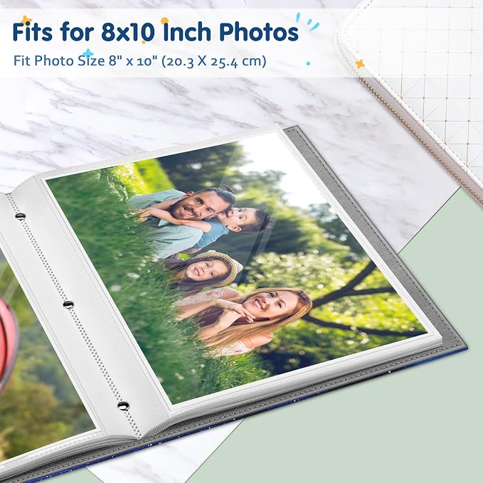 Fintie Photo Album for 8x10 Photos, 52 Pockets Vegan Leather Memory Book | Premium Cover Picture Book, For Family/Wedding/Couples Keepsakes, Anniversary Photos & Artwork Collection, Starry Sky - Image 3