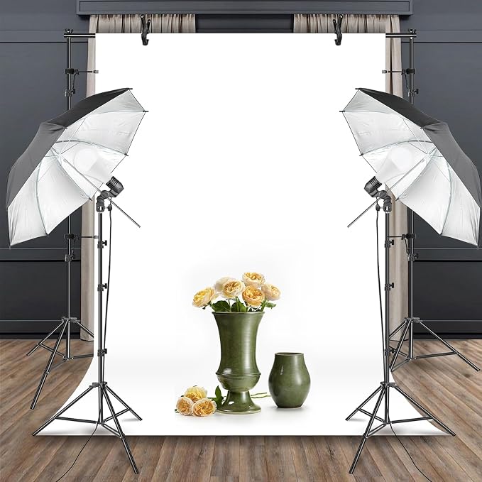 Photography Umbrella Lighting Kit with 85w Led Bulb,Muslin Backdrop (White Black), Backdrop, Clips Clamp,8.5 * 10ft Photo Background Photography Stand System for Photo Video Studio Shooting - Image 7