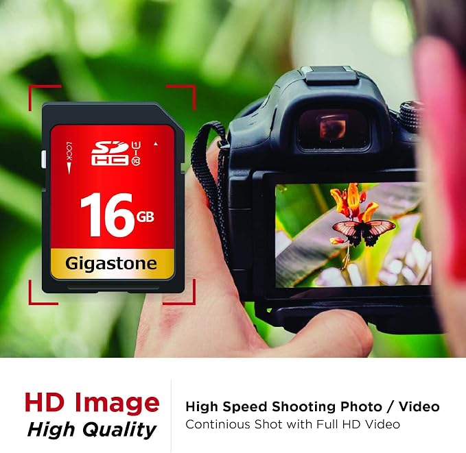 GIGASTONE 16GB SD Card 20-Pack UHS-I U1 Class 10 SDHC Memory Card High Speed up to 80MB/s Full HD Video Compatible with Digital Camera, SPYPOINT TACTACAM WOSPORTS Trail Camera, with 20 Mini Cases - Image 4