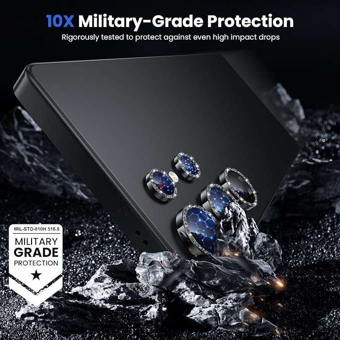 WSKEN for Samsung Galaxy S25 Ultra Camera Lens Protector - Ultra Thin | Case Friendly, 9H Shatterproof Tempered Glass, Anti Scratch Metal Circle, Camera Screen Protector Cover Accessories, Glitter - Image 4