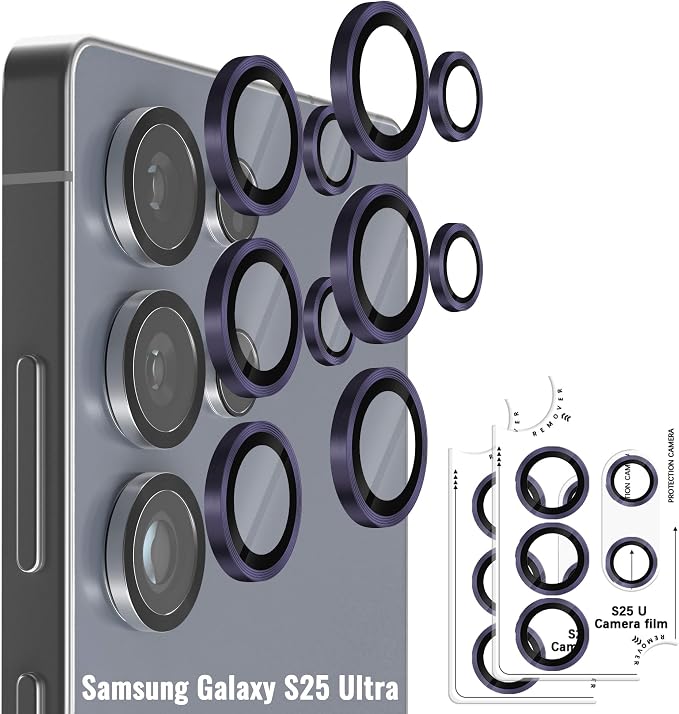 Orzero (2 Sets Camera Lens Protector for Samsung Galaxy S25 Ultra, [EZ Install] [Case-Friendly] 9H Tempered Glass CD Pattern Lens Cover, Military-Grade Shockproof, HD Clarity Anti-Glare - Purple by JumpIntoOrzeroLet%E2%80%99sExploreLikeNeverBefore