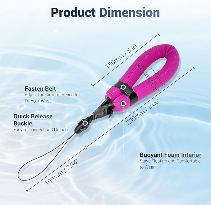 JJC Waterproof Camera Floating Wrist Strap for Olympus TG-7 Kodak WPZ2 | Float Lanyard for Olympus Tough TG7 TG6 Kodak Pixpro WPZ2 Gopro Hero 13 12 Nikon Coolpix W300 Underwater Camera Cell Phone - Image 7