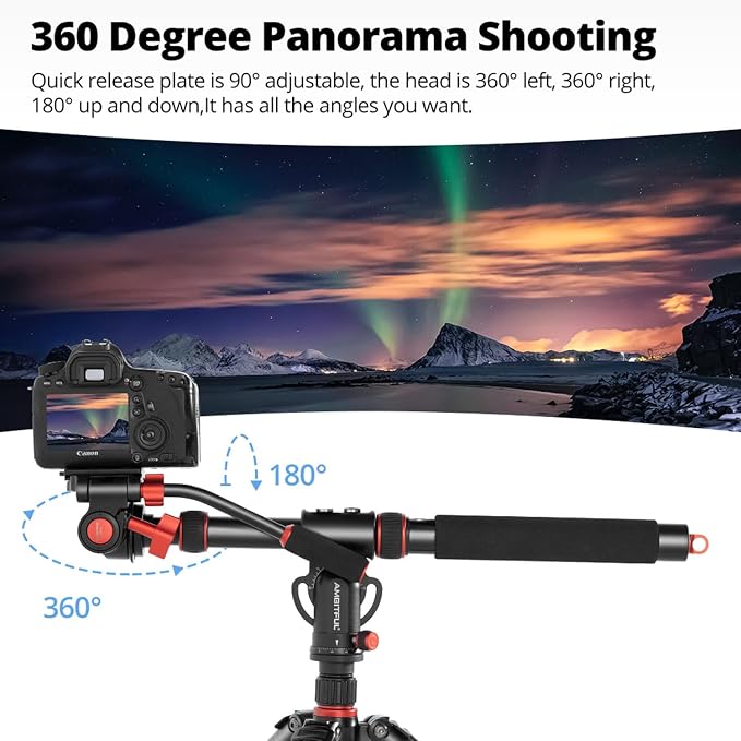 AMBITFUL 42" Tripod Extension Arm Heavy Duty Aluminum Horizontal Boom Arm | 18.9"-42" Adjustable Tripod Boom Arm with Sandbag,360° Rotatable Overhead Photography Arm for Camera, 22lbs Load Capacity - Image 3