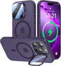 VOFATA [Upgraded] for iPhone 16 Pro Case with Camera Cover Stand [Fit for MagSafe][9H Camera Lens Protector] Mil-Grade Protection Translucent Matte Magnetic iPhone 16 Pro Phone Case, Purple by VOFATA