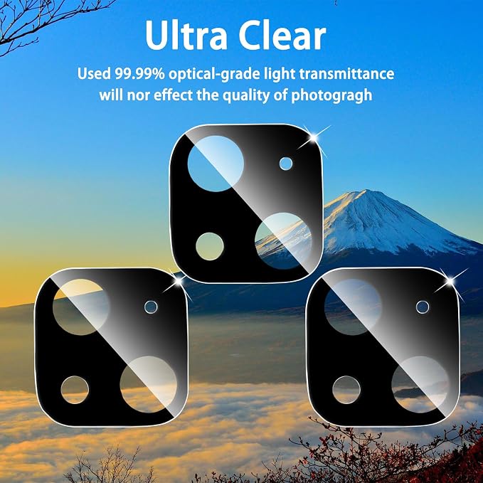 Dengduoduo 3 Pack Camera Lens Protector for iPhone 13 6.1" & iPhone 13 Mini 5.4", Tempered Glass, Ultra HD, 9H Hardness, Anti-Scratch, Case Friendly, Easy to Install [No Affect on Night Shots] - Image 3