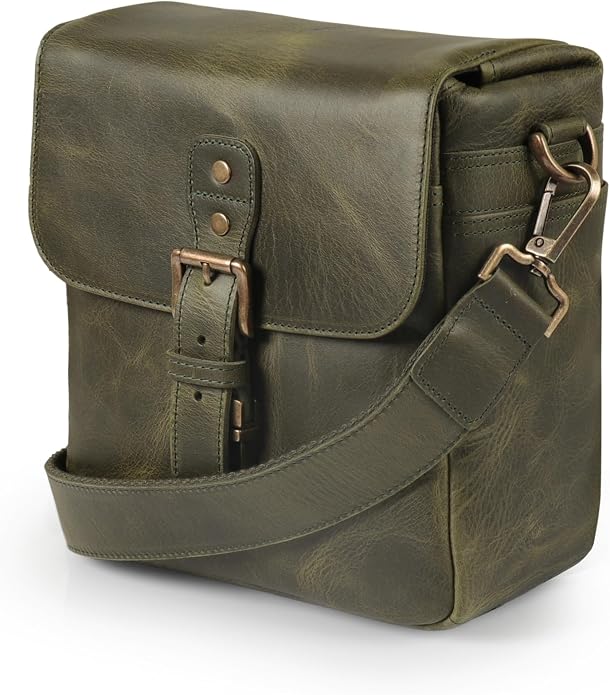 MegaGear Genuine Leather Camera Messenger Bag Mirrorless Portable electronic device cover by MegaGear