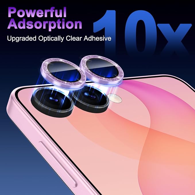 Meshine for Samsung Galaxy Z Flip 8 Camera Lens Protector,Scratch Proof,Strong Adsorption,9H Hardness with Metal Ring Camera Cover,Ultra Thin Case Friendly,Accessories Lens Protector,Glitter Purple - Image 4