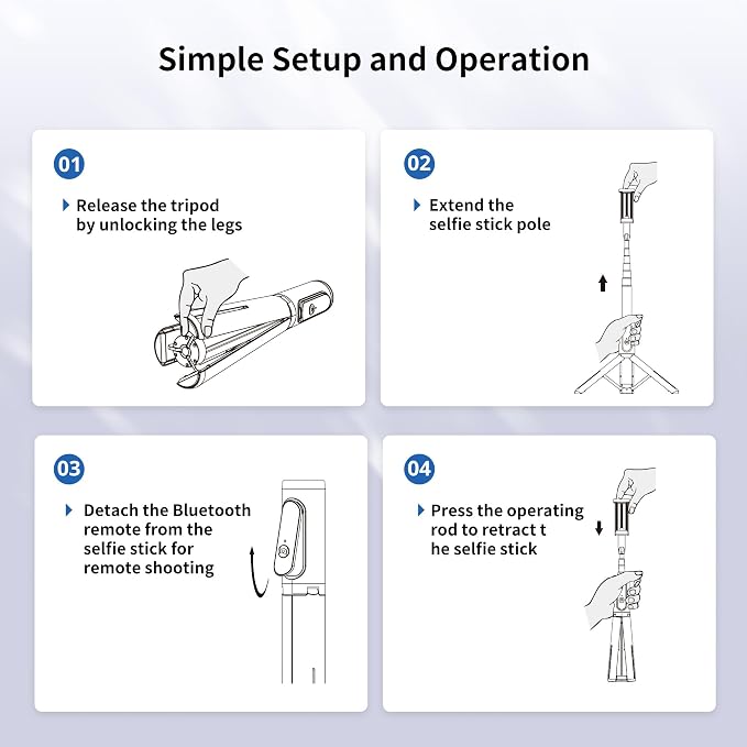 ATUMTEK Selfie Stick Tripod, 3-in-1 Extendable Aluminum Phone Tripod with Detachable Bluetooth Remote, Compatible with iPhone 17/16/15/14/13/12/11/11 Pro/XS Max/XR and Samsung Smartphones, Black - Image 8