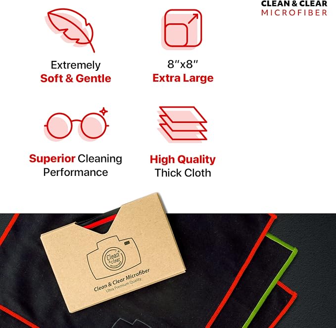 Clean & Clear Microfiber Cleaning Cloth, Extra Large [6 Pack] Ultra Premium Microfiber Cleaning Cloth - Microfiber Cloth for Camera Lens, Glasses, Screens, and All Lens. - Image 4