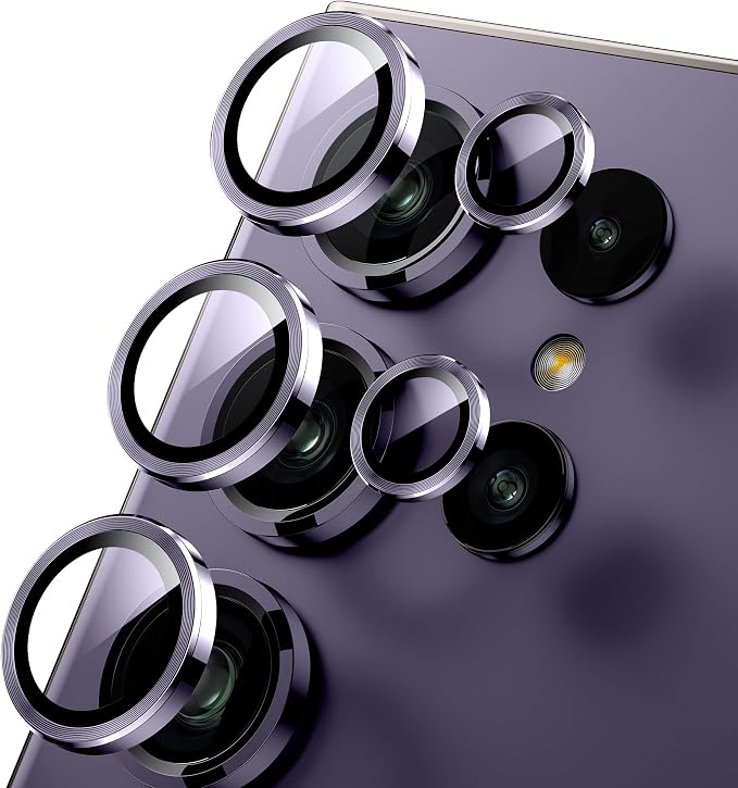 WSKEN for Samsung Galaxy S24 Ultra Camera Lens Protector - Ultra Thin | Case Friendly, 9H Shatterproof Tempered Glass, Anti Scratch Metal Circle, Camera Screen Protector Cover Accessories, Violet by SmartProtectionGreenerFuture