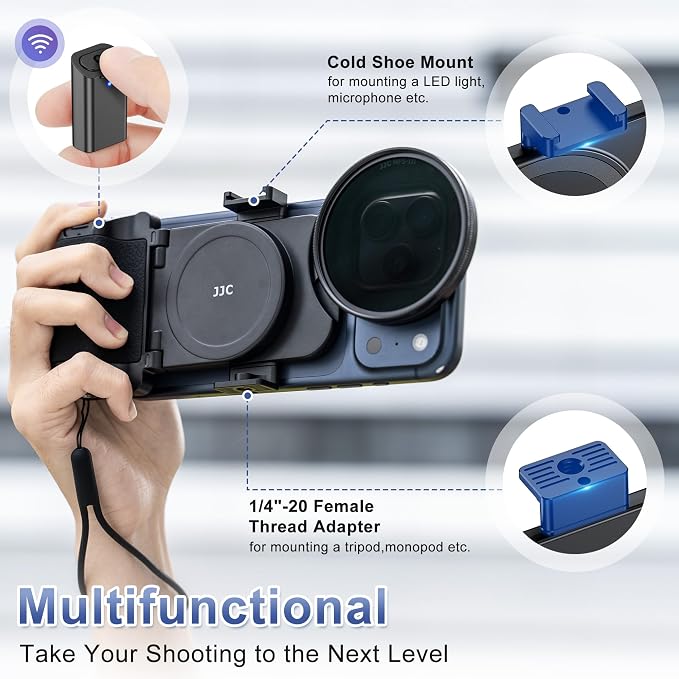 Upgraded 67mm Phone Lens Filter Mount + Phone Camera Grip Set for iPhone 17 16 15 14 Pro Pro Max Plus Air,Magnetic Filter Adapter w Cold Shoe & 1/4" Hole Pull-Out to Fit Pro Max Plus (No Filters - Image 3