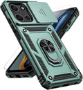 for Motorola Moto G 2025 / Moto G 2026 / Moto G Play 2026 Case, with Slide Camera Cover HD Screen Protector [Military Grade 16ft. Drop Tested] Ring Holder Kickstand Protective Phone Case, Dark Green by PUSHIMEI