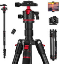 MACTREM Heavy Duty Aluminum Camera Tripod 67" Travel Monopod 360° Ball Head | Lightweight 2.6lb Load13lb Folds 16.5", Phone Holder 74" Height Monopod DSLR Smartphone Tablet Projector IPad Binoculars by MACTREM