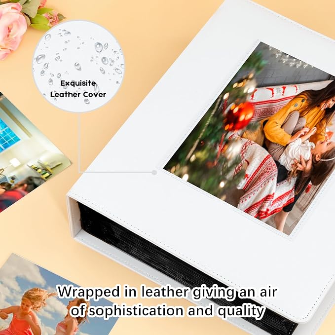 Aevdor 5x7 Photo Album, Holds 272 Photos, Leather Cover, White | Clear 5x7 Photo Pockets, Front Display Window, Family, Wedding, Birthday, Anniversary & Travel Memories - Image 3
