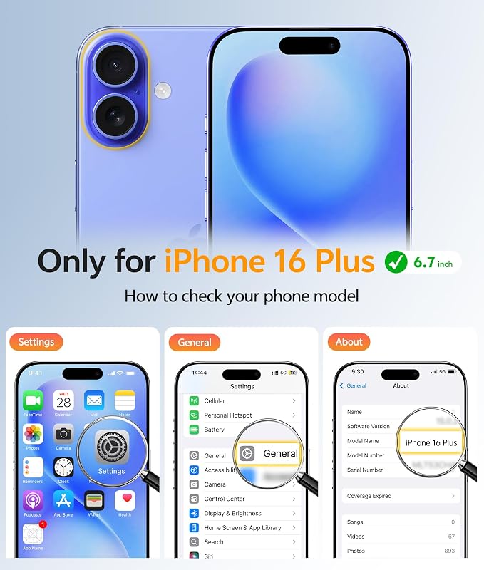 FNTCASE for iPhone 16 Plus Case, Fit for Magsafe, Screen Protector | Full Camera Protection, Translucent Matte, 14FT Military Grade Drop Proof, Shockproof Protective Phone Cover,Ultramarine - Image 2