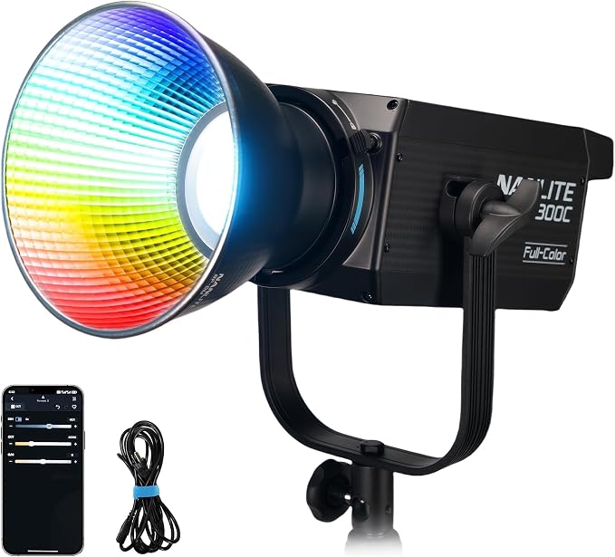 NANLITE FS-300C 300w RGB Studio Spotlight | 2700K-7500K, APP Control,Led Video Light Bowens Mount for Photography, Videography,Live Streamer,Content Creation by Nanlite
