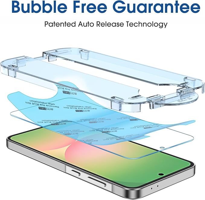 amFilm OneTouch for Samsung Galaxy A56 Screen Protector Tempered Glass | Auto-Alignment, 30s Install, Bubble Free, Scratch & Drop Protection, HD Clear, Camera Lens Protector, 2+2 Pack (A56-6.7'') - Image 7