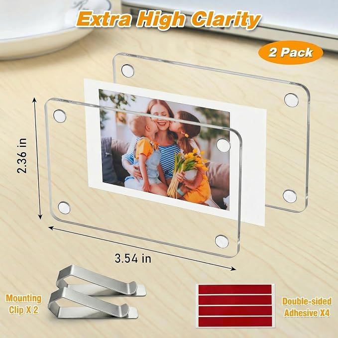 SUNEZLGO 2 Pack Car Picture Holder and Visor Photo Clip, Car Accessories, Acrylic Magnetic Car Photo Holder, Easy Install Universal Fit, Personalized Gift for Family Photos, Gifts for Boyfriend - Image 2