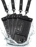 Pelican 4 Pack Marine Waterproof Phone Pouch (Regular) - Stealth Black | Touchscreen IP68 Floating Waterproof Phone Case w/Detachable Lanyard - Fits All Phones - Beach Cruise Ship Travel Essentials by Pelican