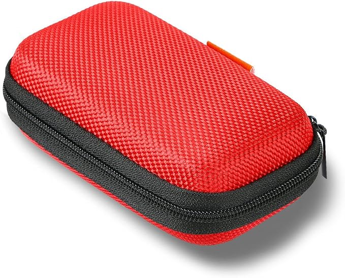 Red Rectangle Small EVA Case, Lightweight Hard Shell Zipper Pouch | Universal Protection Bag for Earbud, Headset, Charger, Airpods, iPod, USB Cable, MP3, Key, Change by GLCON