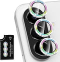 for Samsung Galaxy A37/A57 Camera Lens Protector, Individual Metal Ring Tempered Glass Lens Cover, [Strong Adsorption] Scratch Resistant Ultra-Thin HD Clear Lens Cover, 1 Set-Colorful Sparkly by Btscase