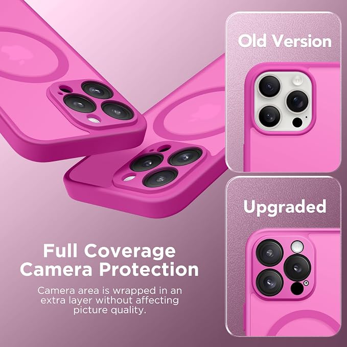 CAPRARO for iPhone 13 Pro Max Case, Compatible with MagSafe | Upgraded [Full Camera Protection] Shockproof Protective Slim Translucent Matte Magnetic Phone Case 6.7'', Shocking Pink - Image 6
