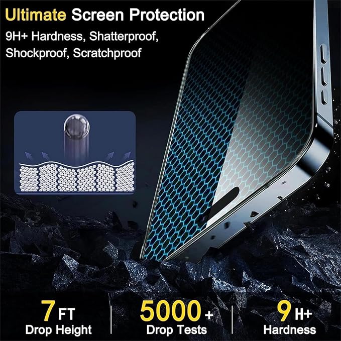 Ferilinso 3 Pack Screen Protector for iPhone 15 Pro, Tempered Glass, HD | 9H+ Hardness, Military-Grade Shatterproof, Case Friendly, Easy Installation Bubble Free, with Camera Lens Protectors - Image 8