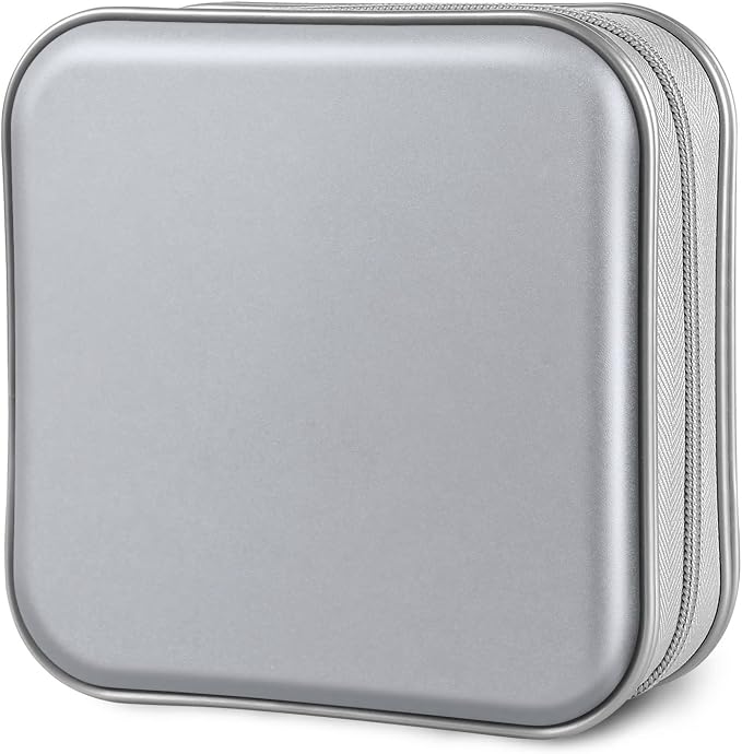 Siveit DVD Case Holder Binder Wallet Hard Plastic 48 Capacity CD/DVD Disc Cases Storage Binder for Car, Home, Office, Travel (Silver) by Siveit