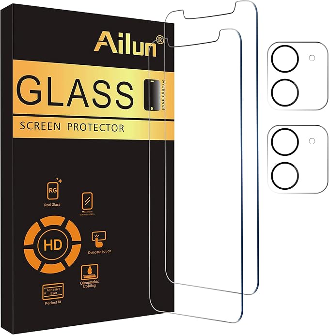 Ailun Screen Protector + Camera Lens Protector for iPhone 11, 2+2 Pack | 6.1 Inch, Tempered Glass Film, HD by Ailun