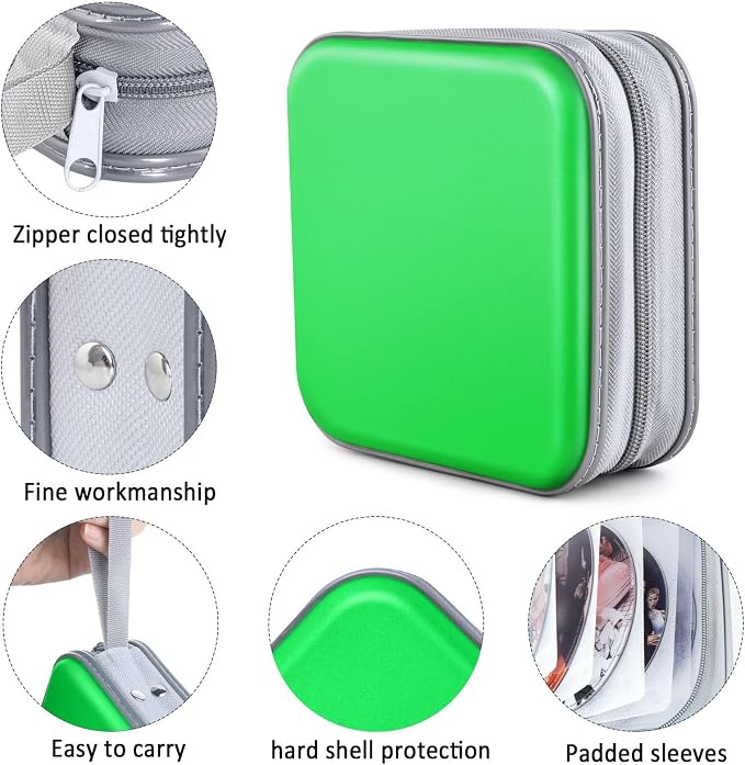 48‑Capacity Hard Plastic CD/DVD Binder for Car, Home & Travel | Zipper‑DVD Organizer, Scratch‑Resistant Sleeves Shield Discs From Dust & Damp; Stores Music, Video, Gaming & Blu‑ray Discs - Image 2