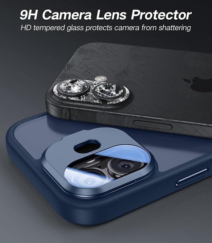 VOFATA [Upgraded] for iPhone 16 Case with Camera Cover Stand [Fit for MagSafe][9H Camera Lens Protector] Mil-Grade Protection Translucent Matte Silicone Magnetic iPhone 16 Phone Case, Blue - Image 2