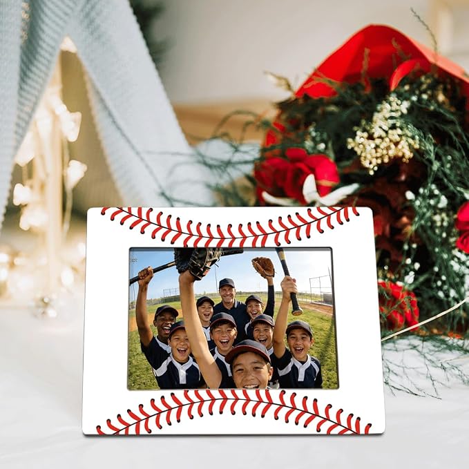 Baseball Picture Frame, Baseball Frame, Sports Room Decor Gift for Boys | A freestanding baseball frame for team and game-day photos, ideal for bedroom desks, shelves, dressers and trophy tables. - Image 3