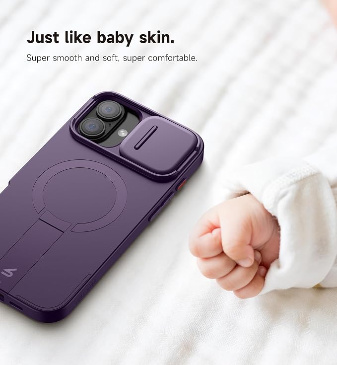 SURITCH for iPhone 16 Plus Case with Magnetic Camera Slide Cover and Adjustable Kickstand, Compatible with MagSafe, Shockproof Bumper Case Slim Protective Cover for iPhone 16 Plus 6.7 Inch,Dark Purple - Image 6