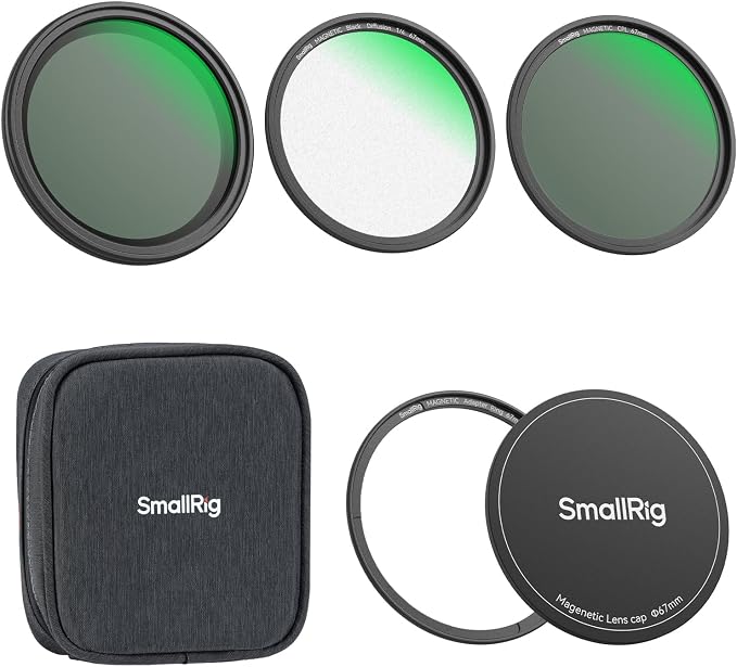 SmallRig 5-in-1 Magnetic 67mm Lens Filter Kit: VND + CPL + Black Mist 1/4 + Threaded Adapter Ring + Lens Cover + Storage Bag + Cleaning Cloth, Camera Filter Set for iPhone Lens - 4726 - Image 9