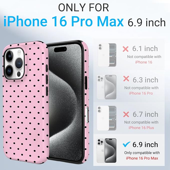 TPU Phone Case for iPhone 16 Pro Max, MagSafe Wireless Charging Compatible, Shockproof Slim Fit Protective Cover with Anti-Yellowing & Raised Camera Protection (Polka dot 4, iPhone 16 Pro Max) - Image 2