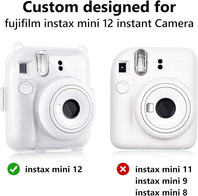 Rieibi Clear Case Compatible with Fuji Instax Mini 12 - Glitter Case Bag for Fujifilm Instax Mini 12 Instant Camera with Back Pocket, Strap and Photo Album - Glitter Clear - Image 5