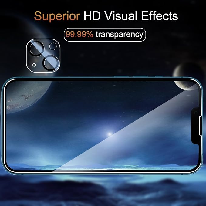 TZGZT 3 Pack Screen Protector for iPhone 13, Tempered Glass, Case Friendly | 9H+ Hardness, Military Grade Shatterproof, Anti-Scratch, HD, Easy Installation, Bubble Free, Include Camera Lens Protectors - Image 6
