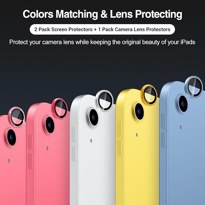 ProCase 2 Pcs Screen Protector for iPad A16 10th with Camera Lens Protector | Tempered Glass for 11" iPad 2025 11th & 10.9 10th Generation -Blue - Image 3