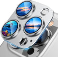 UniqueMe for iPhone 13 Pro/iPhone 13 Pro Max Camera Lens Protector - Silver | Strong Drop Protection, Not Easy to Fall-off, Metal Ring, Tempered Glass, Rear Camera Screen Cover by UniqueMe