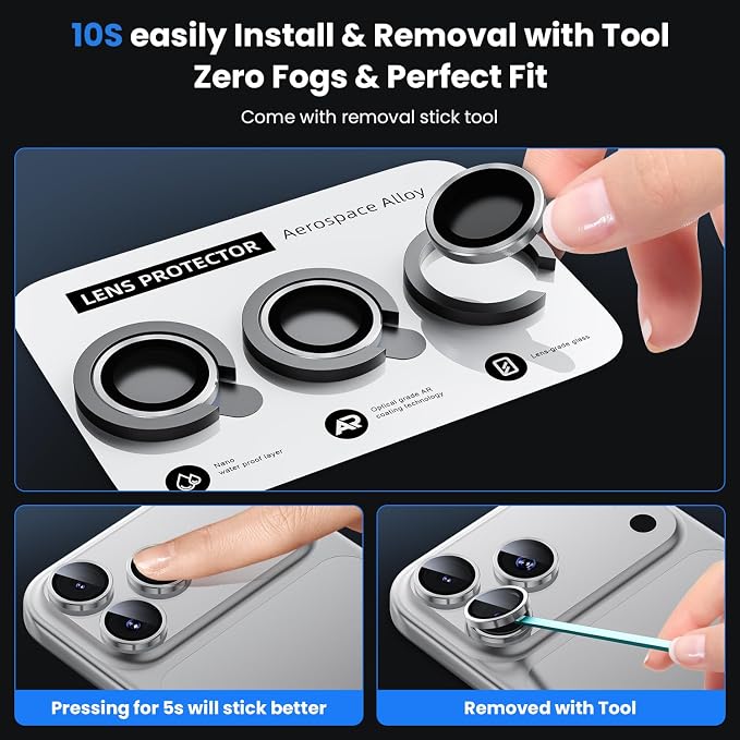 WSKEN for iPhone 17 Pro/iPhone 17 Pro Max Camera Lens Protector | Original Shooting Mode, Individual Metal Cover Film, Shatterproof HD Tempered Glass Camera Screen Protector, Silver - Image 6