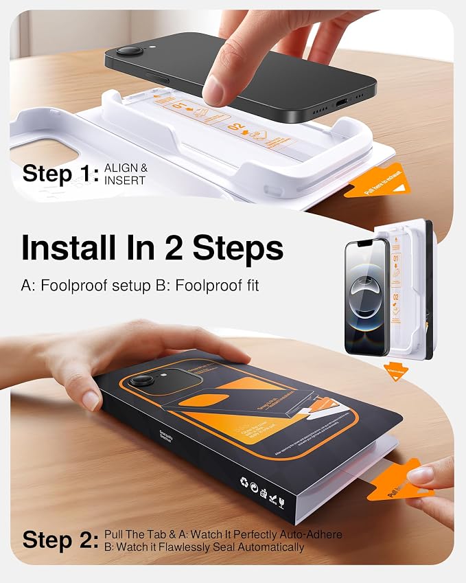 SMARTDEVIL 2 Pack for iPhone 16e/14/13Pro/13 Screen Protector | Tempered Glass, SmartPull Box Bubble-Free Instant Install Applicator, 9H Military-Grade Protection, Case-Friendly - Image 4