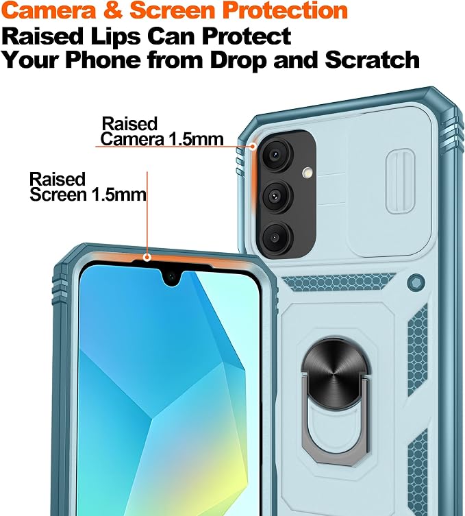 Gritup for Galaxy A16 5G Phone Case: Samsung A16 Case with 2*Screen Protector, Magnetic Stand & Slide Camera Cover, Shock Proof Military-Grade para Galaxy A 16 Phone Cover, Green - Image 4