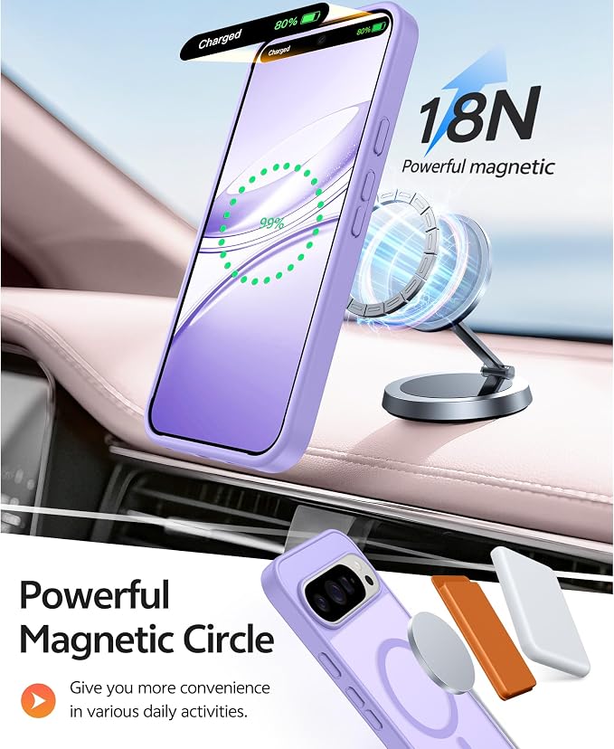 FNTCASE for Google Pixel 10 / Pixel 10 Pro Case, Compatible with Magsafe | Screen Protector, Translucent Matte, 14FT Military Grade Drop Protection, Shockproof Protective Phone Cover, Light Purple - Image 3
