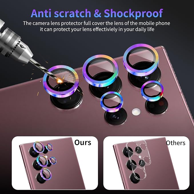 Camera Lens Protector for Samsung Galaxy S22 Ultra,1 Pack | Tempered Metal Glass Camera Cover, HD Clear Anti-Scratch Lens Screen Protector Film,Case Friendly,Colorful Titanium - Image 4