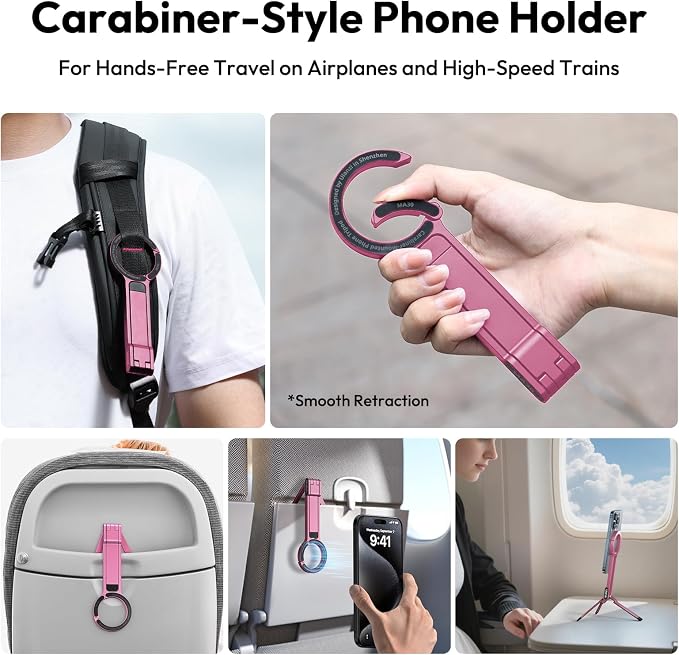 ULANZI MA30 Magnetic Phone Tripod Stand for iPhone - Aluminium Maglock Smartphone Mini Tripod Pocket Cell Phone Stand Strong Magnet Quick Mount Compatible with iPhone 17 16 15 14 13 12 Series, Pink - Image 2