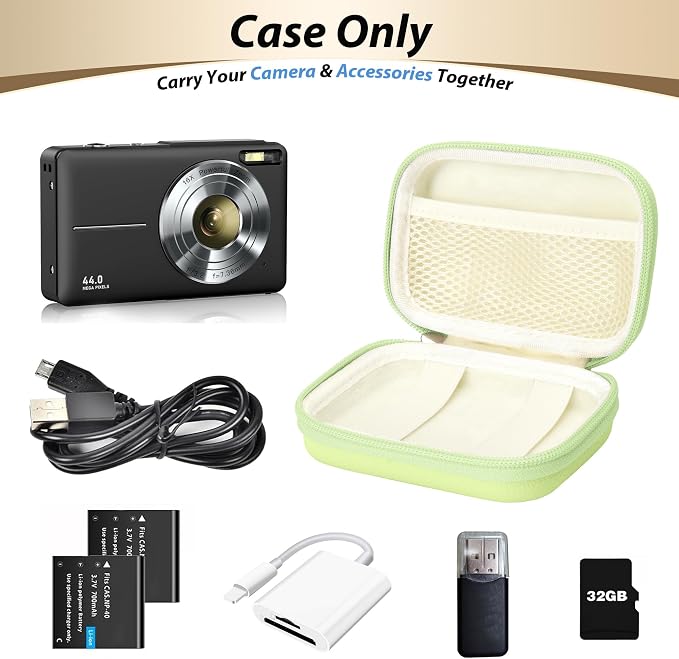 Digital Camera Case for KODAK PIXPRO FZ55/FZ45, Case Only, Mint Green | Fits CAMKORY DC403 and Canon PowerShot ELPH 360 HS Compact Digital Cameras, Small Hard Shell Camera Pouch with Mesh Pocket - Image 4